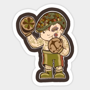 Silver Shamrock Tattoo Company Boxer Kewpie Doll in Sepia Sticker